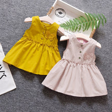 Load image into Gallery viewer, Fashion Baby girl dress cotton o-neck regular Toddler Kids Girls Solid Sleeveless Butterfly Sundress Princess Free shipping H5