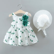 Load image into Gallery viewer, Fashion Baby girl dress cotton o-neck regular Toddler Kid Baby Girl Cherry Printed Princess Dress+Hat Outfits Set Clothes H4