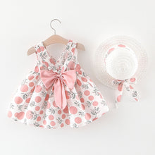 Load image into Gallery viewer, Fashion Baby girl dress cotton o-neck regular Toddler Baby Kids Girl Sleeveless Strap Dot Print Bow Princess Dresses Hat H4
