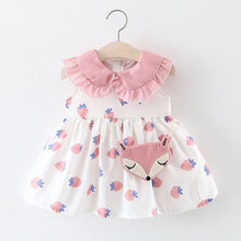 Load image into Gallery viewer, Fashion Baby girl dress cotton o-neck regular Toddler Baby Kids Ruffles Strawberry Print Princess Dresses Bag Free shipping H4