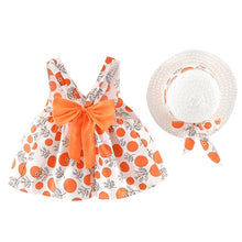 Load image into Gallery viewer, Fashion Baby girl dress cotton o-neck regular Toddler Baby Kids Girl Sleeveless Strap Dot Print Bow Princess Dresses Hat H4