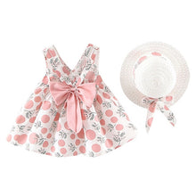 Load image into Gallery viewer, Fashion Baby girl dress cotton o-neck regular Toddler Baby Kids Girl Sleeveless Strap Dot Print Bow Princess Dresses Hat H4