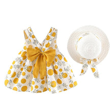 Load image into Gallery viewer, Fashion Baby girl dress cotton o-neck regular Toddler Baby Kids Girl Sleeveless Strap Dot Print Bow Princess Dresses Hat H4