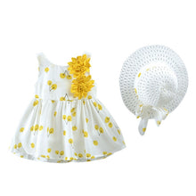 Load image into Gallery viewer, Fashion Baby girl dress cotton o-neck regular Toddler Kid Baby Girl Cherry Printed Princess Dress+Hat Outfits Set Clothes H4