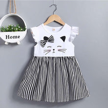Load image into Gallery viewer, Summer New Fashion Toddler Kid Baby Girl Sleeveless Cat Printed Striped Princess Dress Clothes Wholesale Free Ship Z4