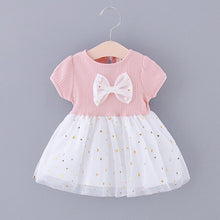 Load image into Gallery viewer, Short Sleeve Star Moon Sequins Tulle Dress for Baby Girls Summer Birthday Princess Dress Kids Baby Girl Dress Clothes RL2